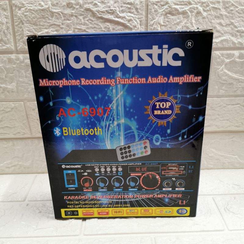 AMPLI AMPLIFIER MINI ACOUSTIC AC 6907 AC6907 HI FI STEREO AUDIO USB SD CARD BLUETOOTH RADIO FM MIC