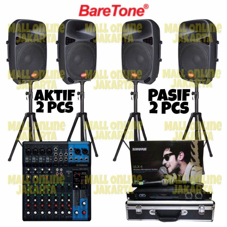 Paket sound Baretone 15 inch aktif pasif 4 Pcs Speaker aktiv Original