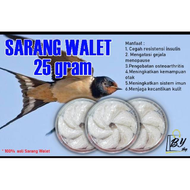 

Sarang Burung Walet | Bird’s Nest 100% Pure Swallow Nest Isi 25 Gram Kualitas Premium Grade