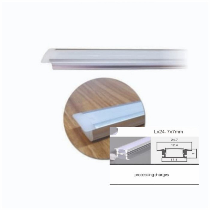 Housing LED Strip Alumunium U Channel Inbow Tanam Doft Cover 2M