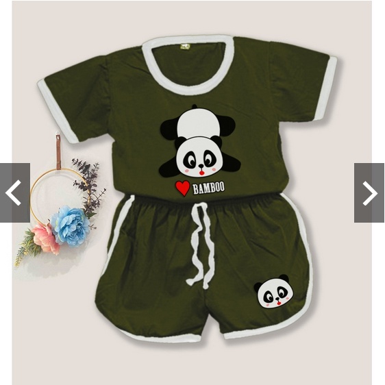 Setelan baju lucu playful colour anak karakter panda / setelan anak unisex