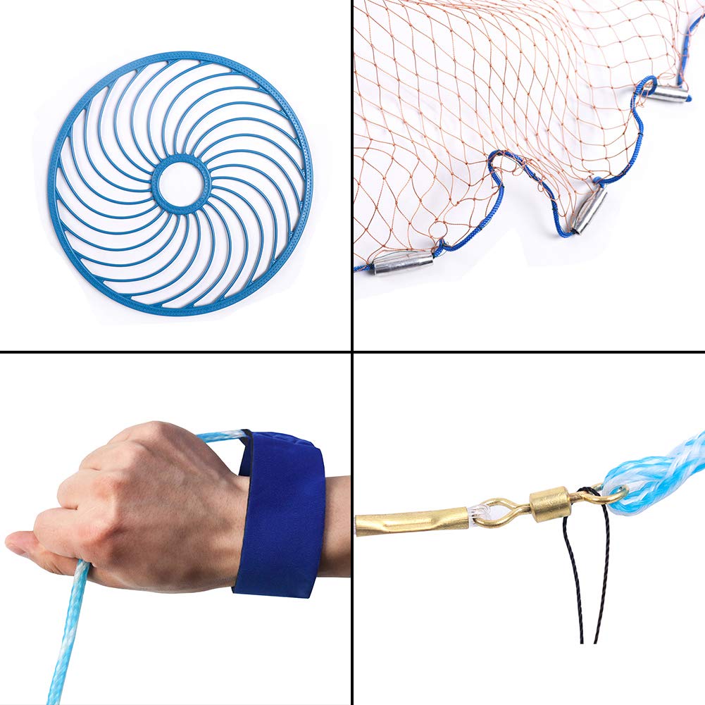 AHS - Jala Ikan Lempar Nilon 240cm 360cm 540 Cm Jaring Lempar Ikan Dan Udang Siap Pakai Dengan