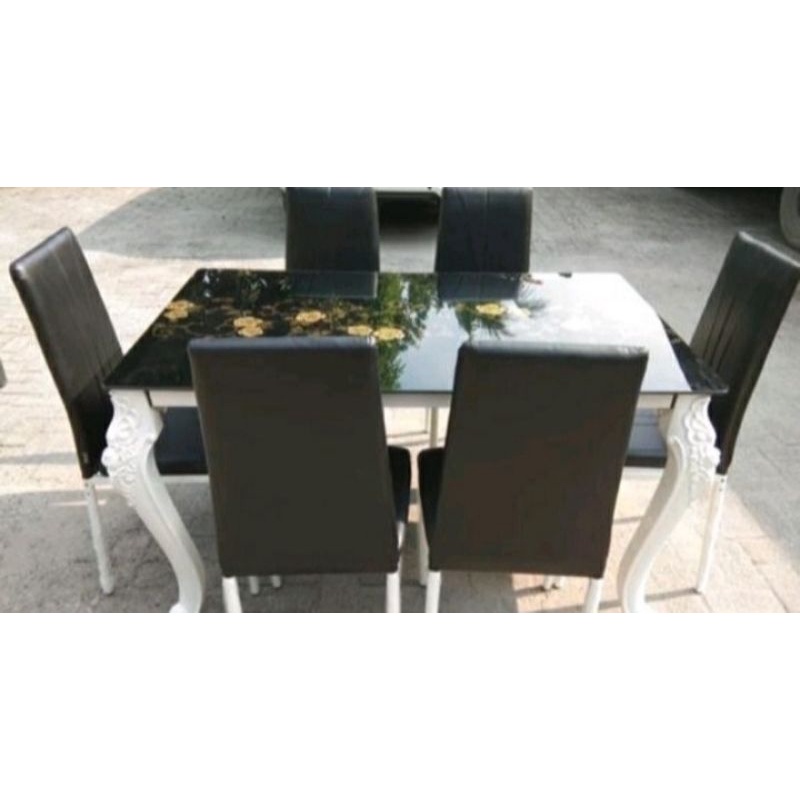 Meja Makan 6 Kursi Besi Ukir Minimalis Murah