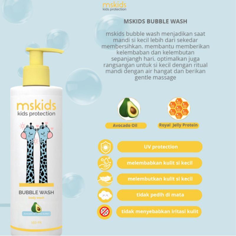 Mskids bubble wash /sabun mandi bayi/ pembersih tubuh bayi 100% original (bisa cod)