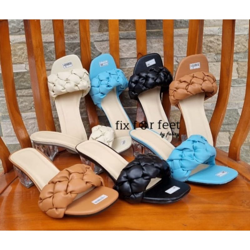 fahrie shoes sendal high heels hak kaca wanita kokop kepang fh-52