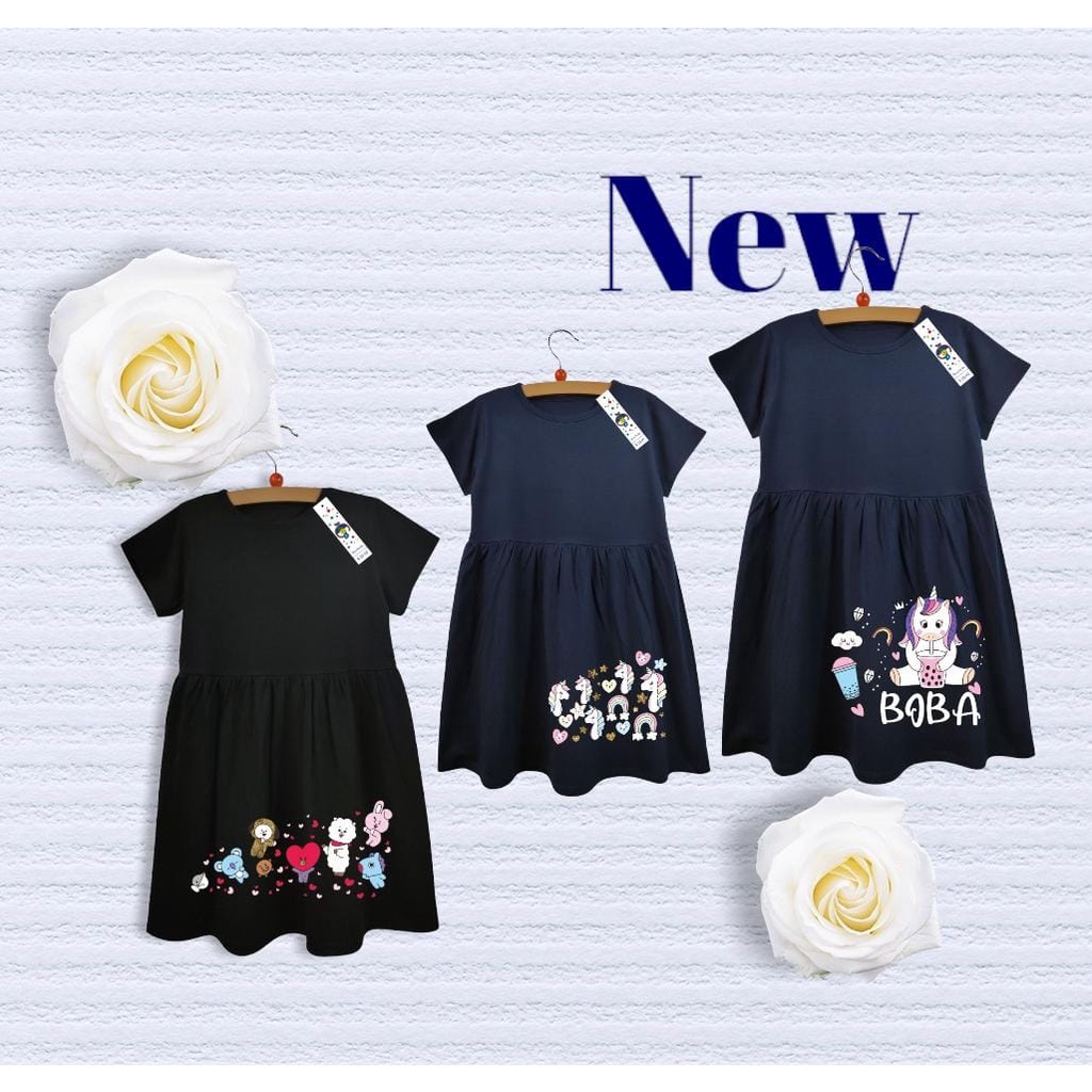 DRESS JURASIX ANAK PEREMPUAN RIMPLE  TENGAH 1-8TH