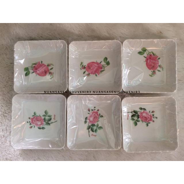 Souvenir Pernikahan Mangkok Melamin Kotak Mangkuk Sambal Melamin Motif Bunga Kemas Plastik