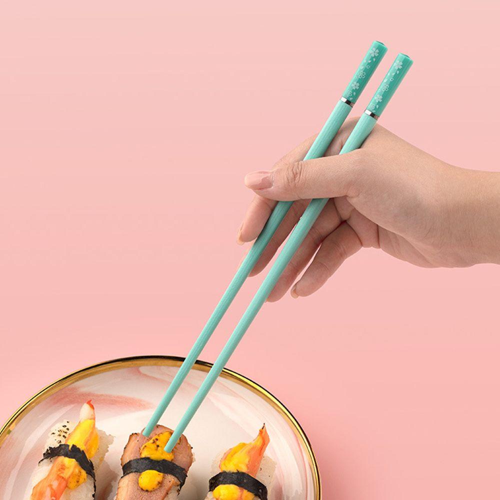 Solighter Alloy Sumpit Gaya China Sushi Stick Non-slip Ramah Lingkungan Cherry Blossom Chopsticks