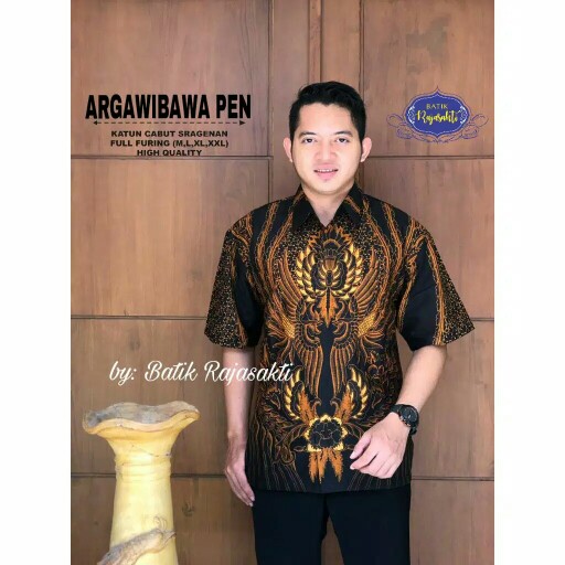Kemeja Batik Pria Lengan Pendek Lapis Furing Argawibawa Rajasakti Atasan Batik Pria Modern Ajibhanu