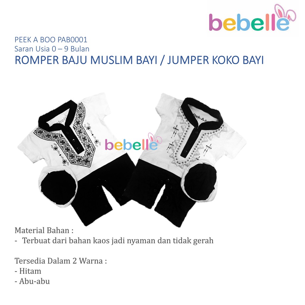 BEBELLE ROMPER BAJU MUSLIM BAYI / JUMPER KOKO BAYI USIA 0-3 M - BELLA SHOP