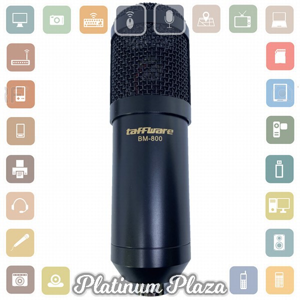 TaffSTUDIO Mikrofon Kondenser Studio dengan Shock Proof Mount - BM-800 - Black/Black`2NV8X2-