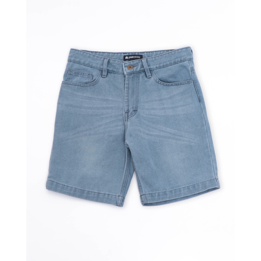 PLAIN Short Denim Washed - Greyish Blue Washed