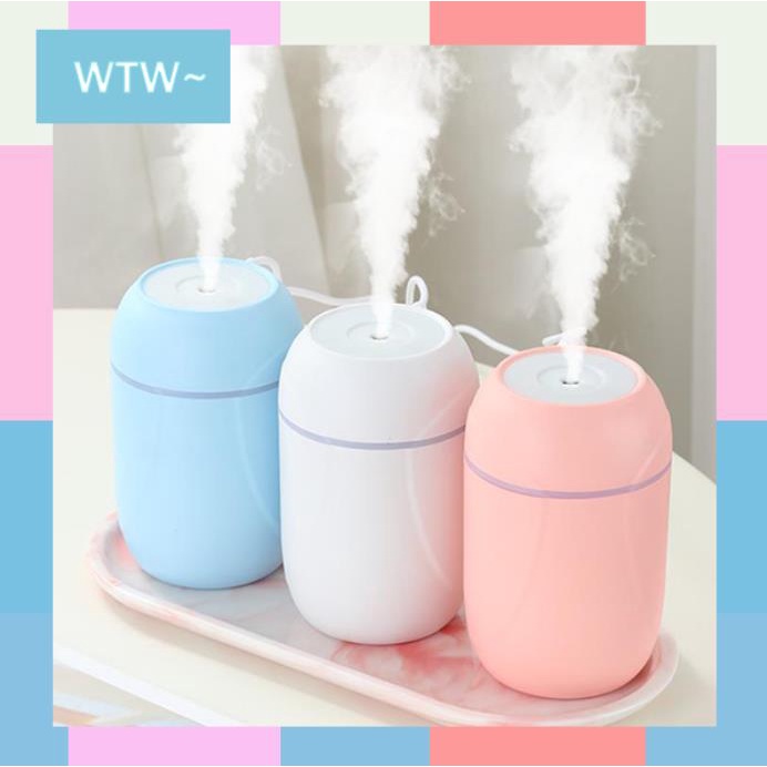 ( COD ) Viqoo Mini Humidifier viqoo Diffuser 300Ml 3 Colorful LED Light USB Two Mode Super Quite H6