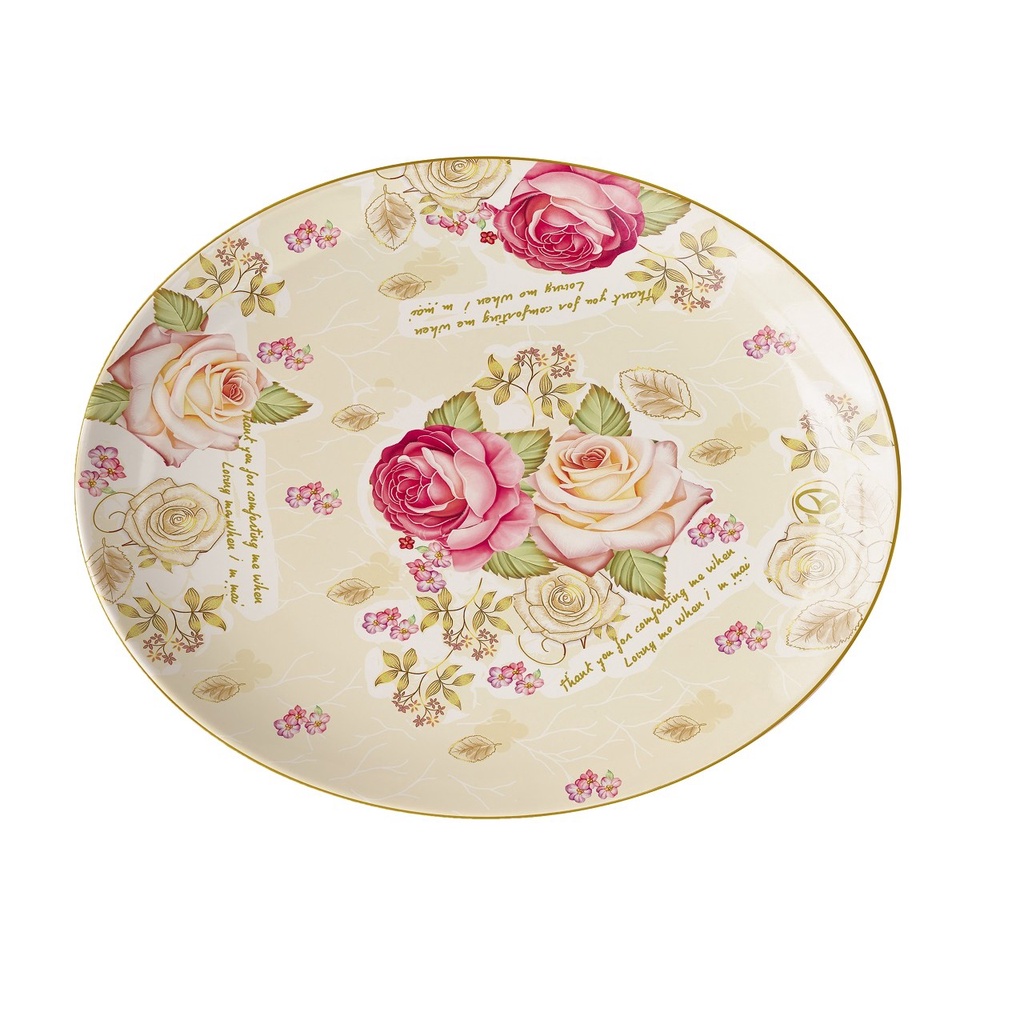 Piring Saji MAWAR Vicenza P08 size Besar mencapai 18 inch atau 45,72 cm, Piring VICENZA berbahan Ker