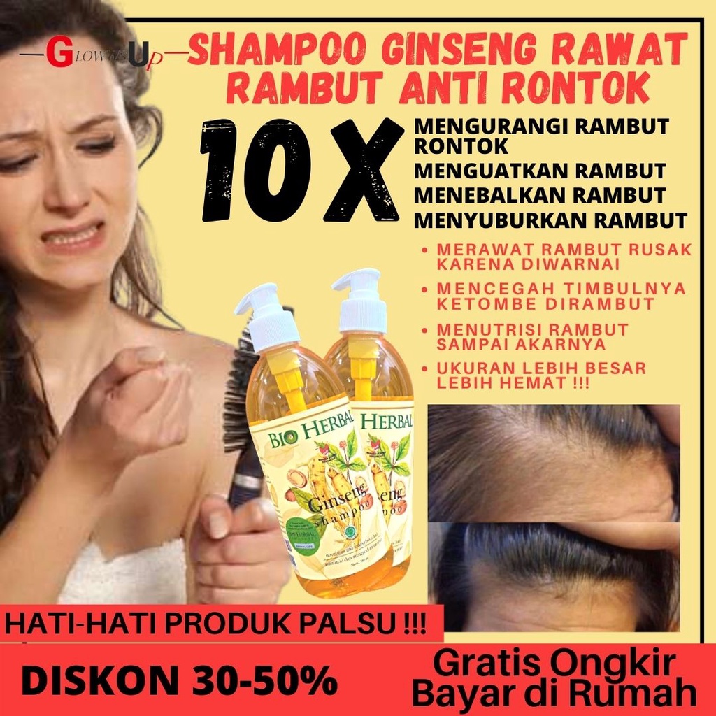 PENUMBUH RAMBUT BOTAK BIO HERBAL SHAMPO GINSENG 500ML NEW SIZE - SHAMPO GINSENG BIO HERBAL