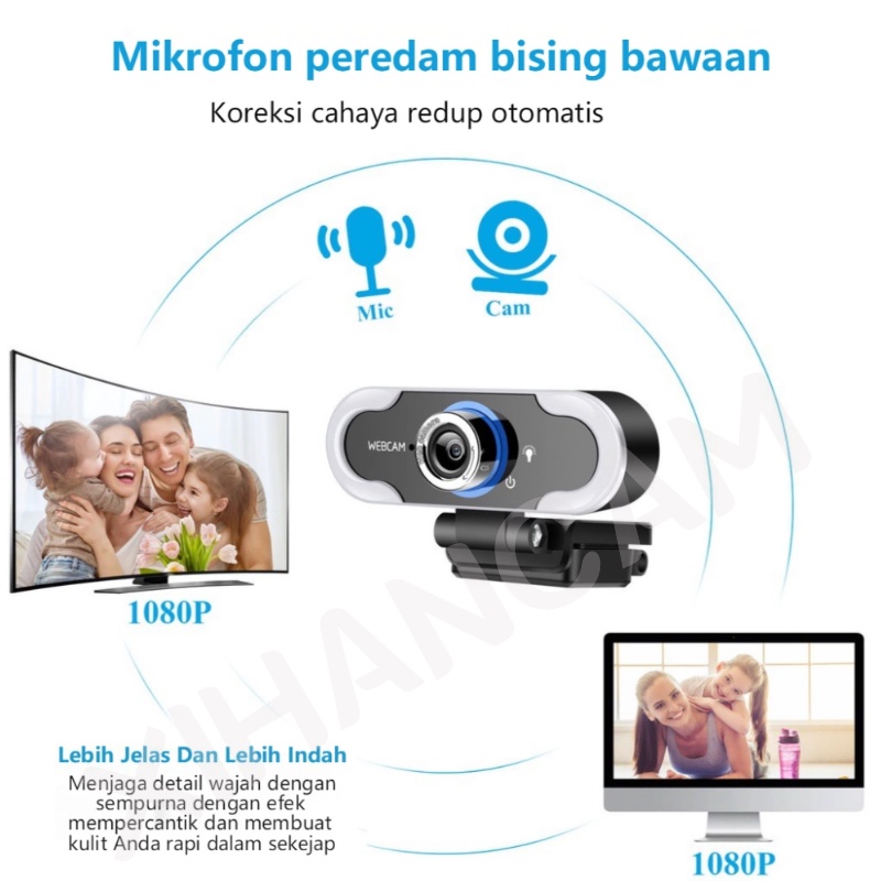 XIHANCAM 3-Level Led Ring Light Ip Camera Usb Camera Zoom Meeting Kamera Laptop Untuk Zoom Kamera Laptop Usb Webcam Pc Camera Laptop Usb Webcam 1080p Web Cam Kamera Webcam Laptop With Mic Live Streaming Kamera Pc Komputer Desktop