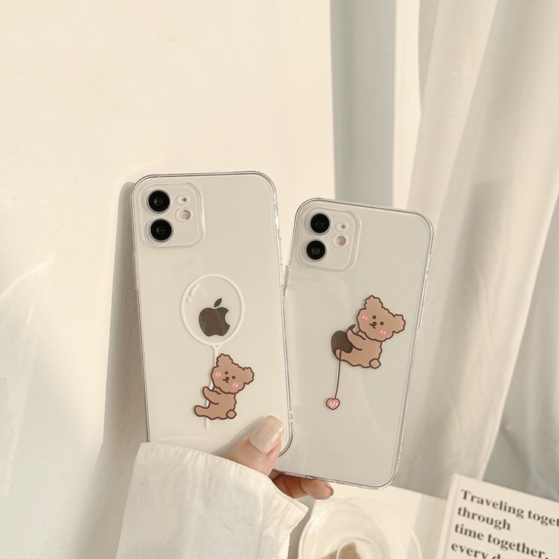 Cute Transparan Baloon Bear Softcase Polos Bening iphone 7/8+ XS XS Max XR 11 Pro Max 12 Pro Max