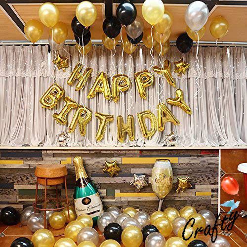 [PAKET] BIRTHDAY Set GOLDEN CHAMPAGNE Dekorasi Backdrop Ulangtahun