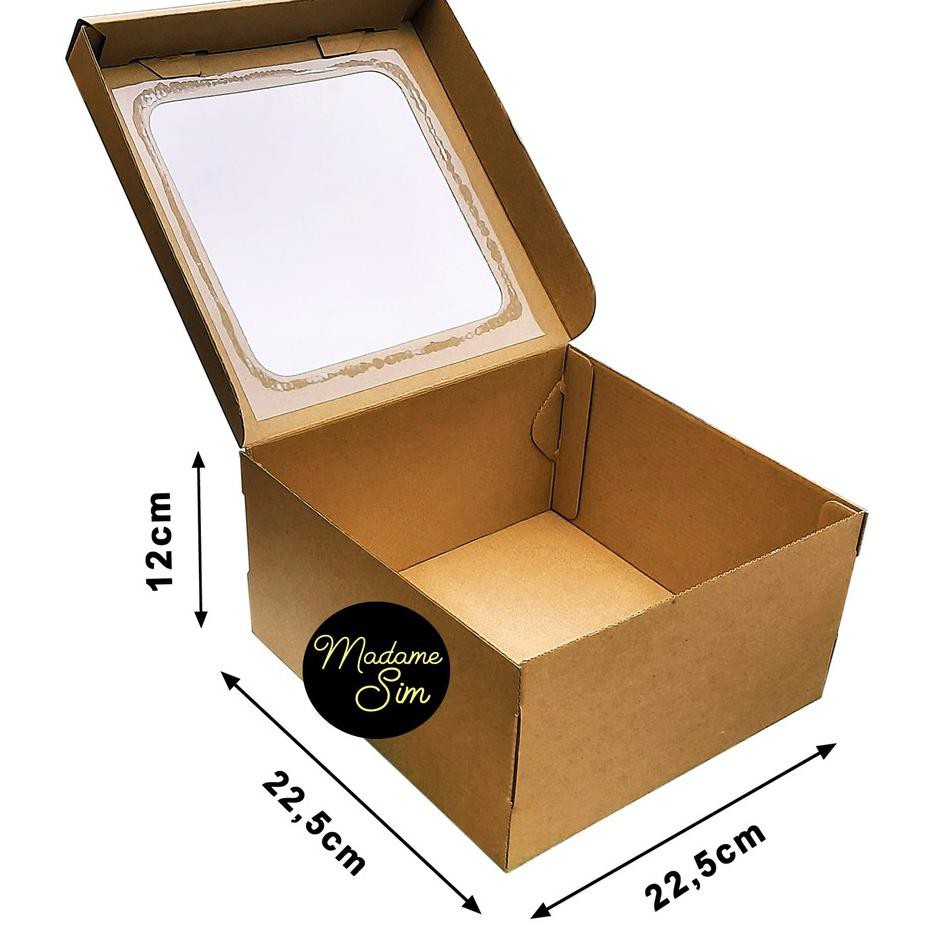 

PB ❤️ KOTAK KUE - CAKE BOX 22 x 22 x 12 CM - COKLAT + JENDELA (ISI 10 PCS) Best Product