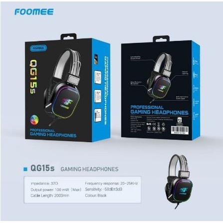 Headset Headphone Gaming FOOMEE QG15S QG15 RGB LED LIGHT Stereo With Mic Jack 3.5mm Professional
