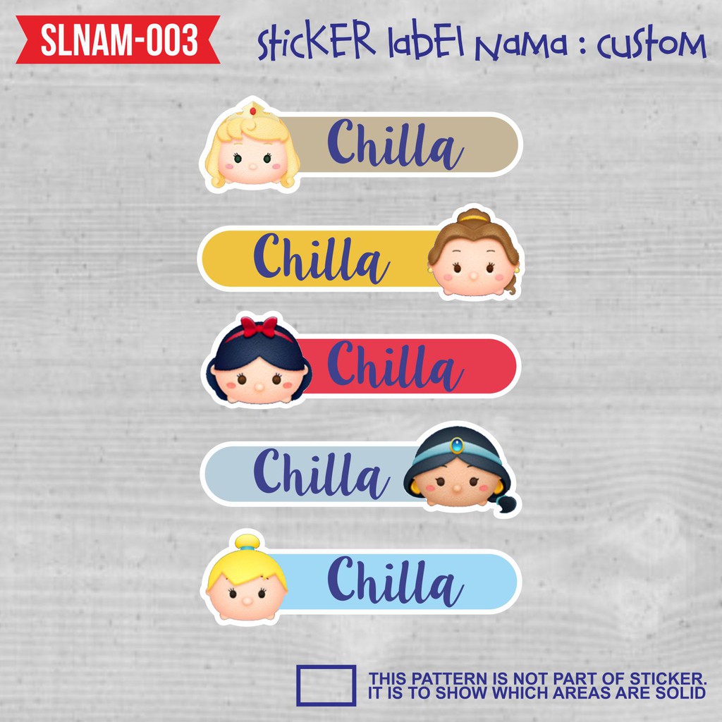 Sticker Label Nama Anak Perempuan Cewek Stiker Princess Girl SLNAV