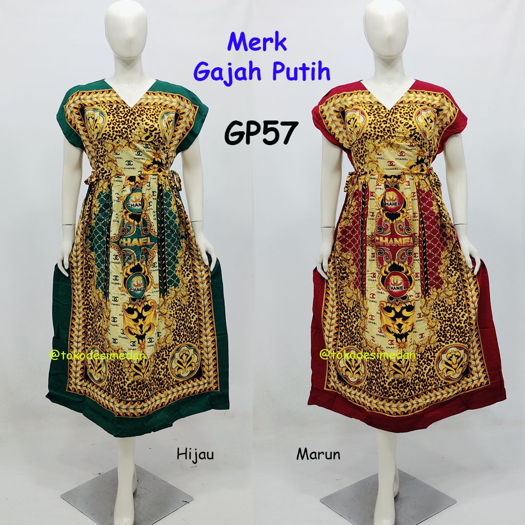 GP57 - ALdera Long Dress Daster Tali 4 Merk Gajah Putih Bahan Halus Dingin