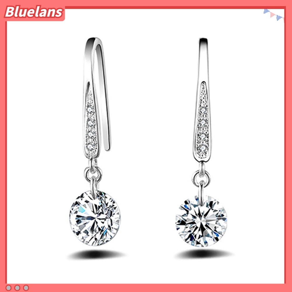Anting Juntai 925 Sterling Silver Aksen Berlian Imitasi Untuk Wanita