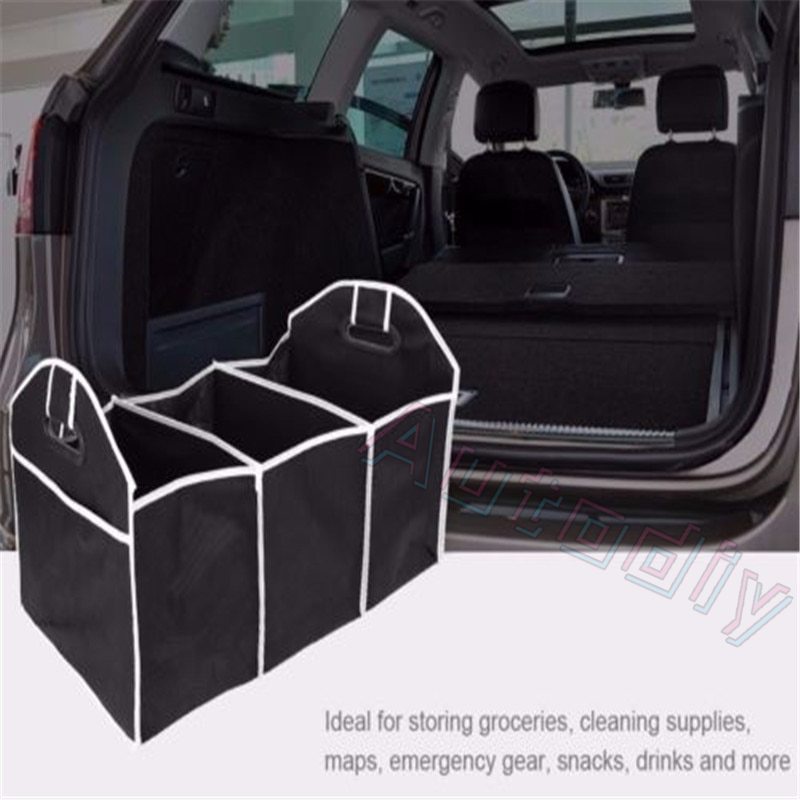 Hot Car Boot Storage Black Folding Trunk Organizer Box Extra Large Collapsible Organizer Dengan 3kompartemen Organizer Jok Mobil Rumah Aksesoris Mobil Interior