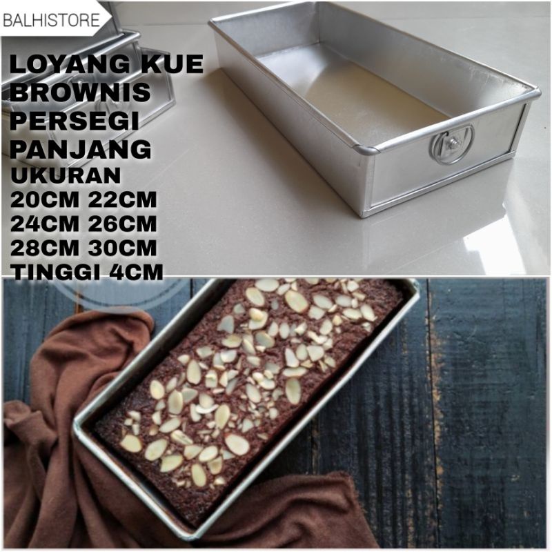 Cetakan Kue Brownis / Loyang Kue Kotak Persegi Panjang / Loyang Kue Aluminium Tinggi 4cm