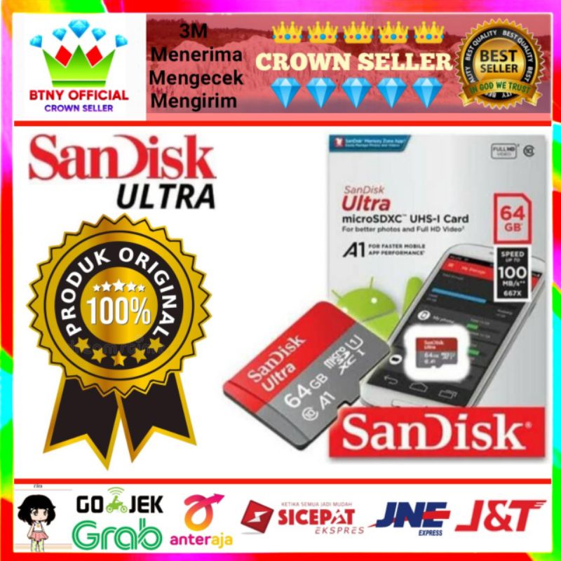Memori Sandisk Ultra Micro SDXC 64 gb / 100 mb ps