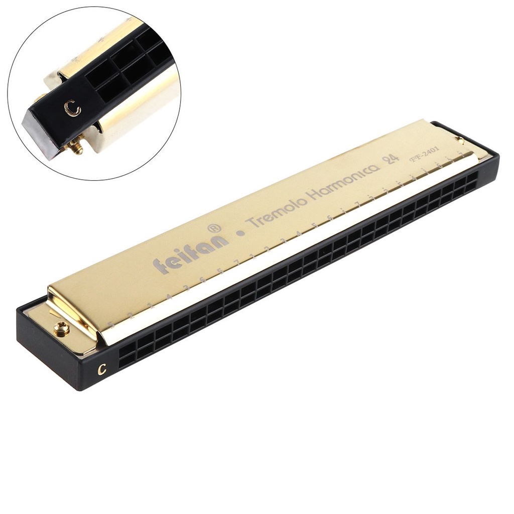 Harmonika Tremolo Nada C 24 Lubang 8K Bahan Titanium + Case