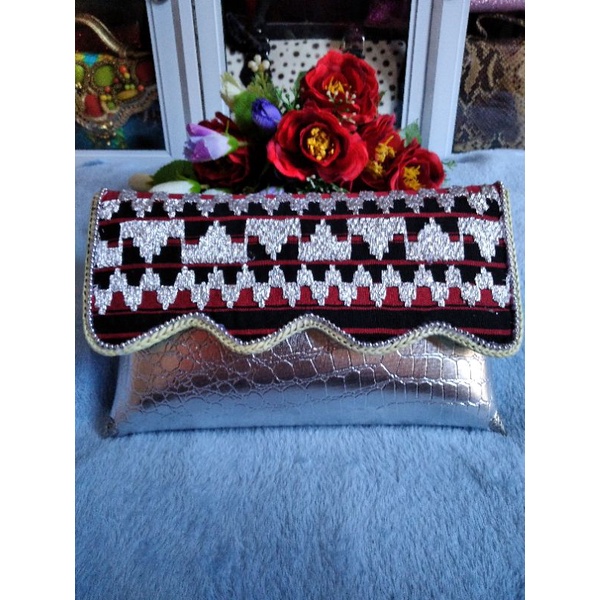 Bisa COD Clutch tapis lampung (tas wanita, tas tapis, dompet tapis lampung, tas pesta, tas kekinian)