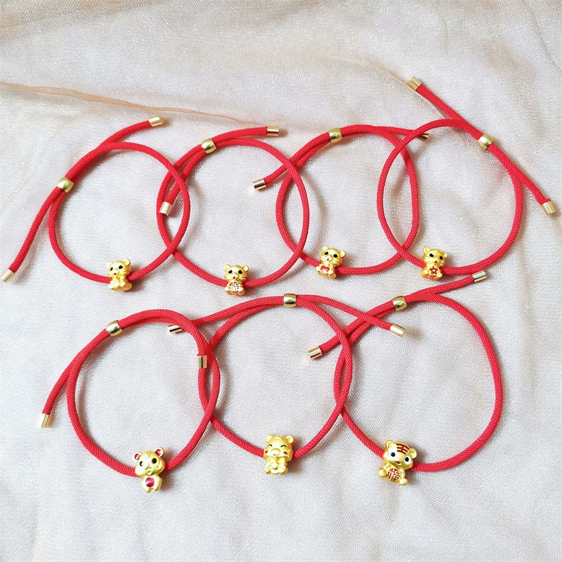 1 Pcs Fashion Korea Gelang Tail Merah Disesuaikan Harimau Zodiak Tahun Baru Bracelet