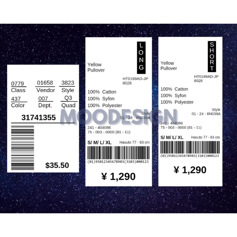 (100 pcs) Hang tag / hangtag barcode /bandrol baju Impor