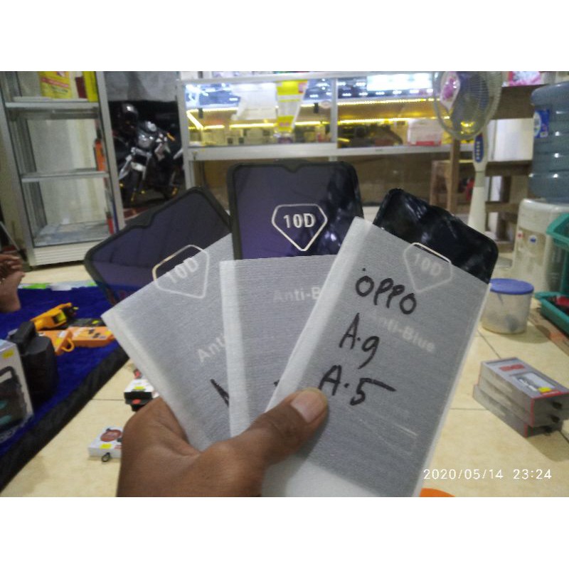 TG/TEMPERED GLASS OPPO A5 2020 OPPO A9 2020 FULL BLUE ANTI RADIASI