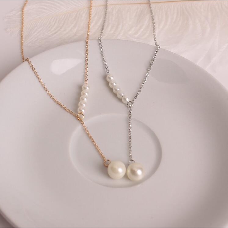 Kalung Rantai Dengan Liontin Mutiara Natural Adjustable Gaya Korea Untuk Wanita