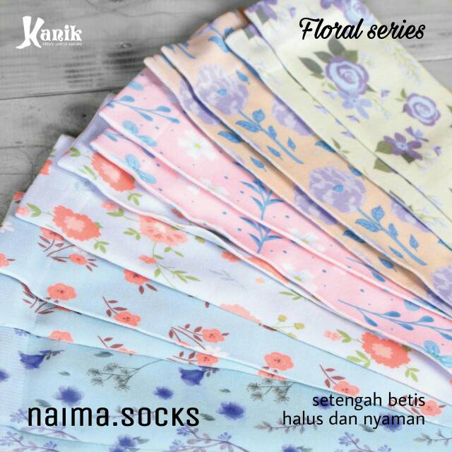KANIK PRINTING FLORAL SERIES SETENGAH BETIS - KAOS KAKI KANIK PRINTING FLORAL SERIES SETENGAH BETIS