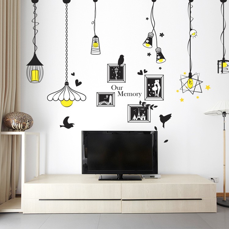 Reliza Wall Sticker Lampu Gantung Hitam Frame Our Memory Stiker Dinding LDR5312