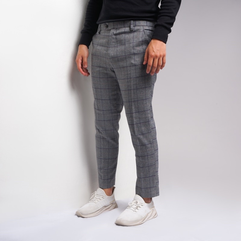 Celana Tartan Ankle Pants series Wool Import Stretch