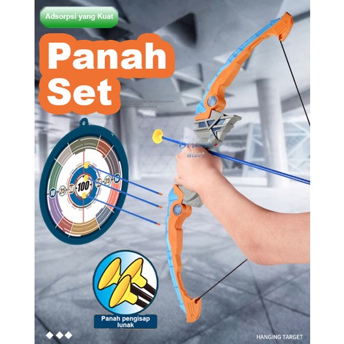 Panah dan Busur Mainan Anak Dengan Lampu LED Warna Menyala Dalam Gelap Archery Satu Set Panahan Simu