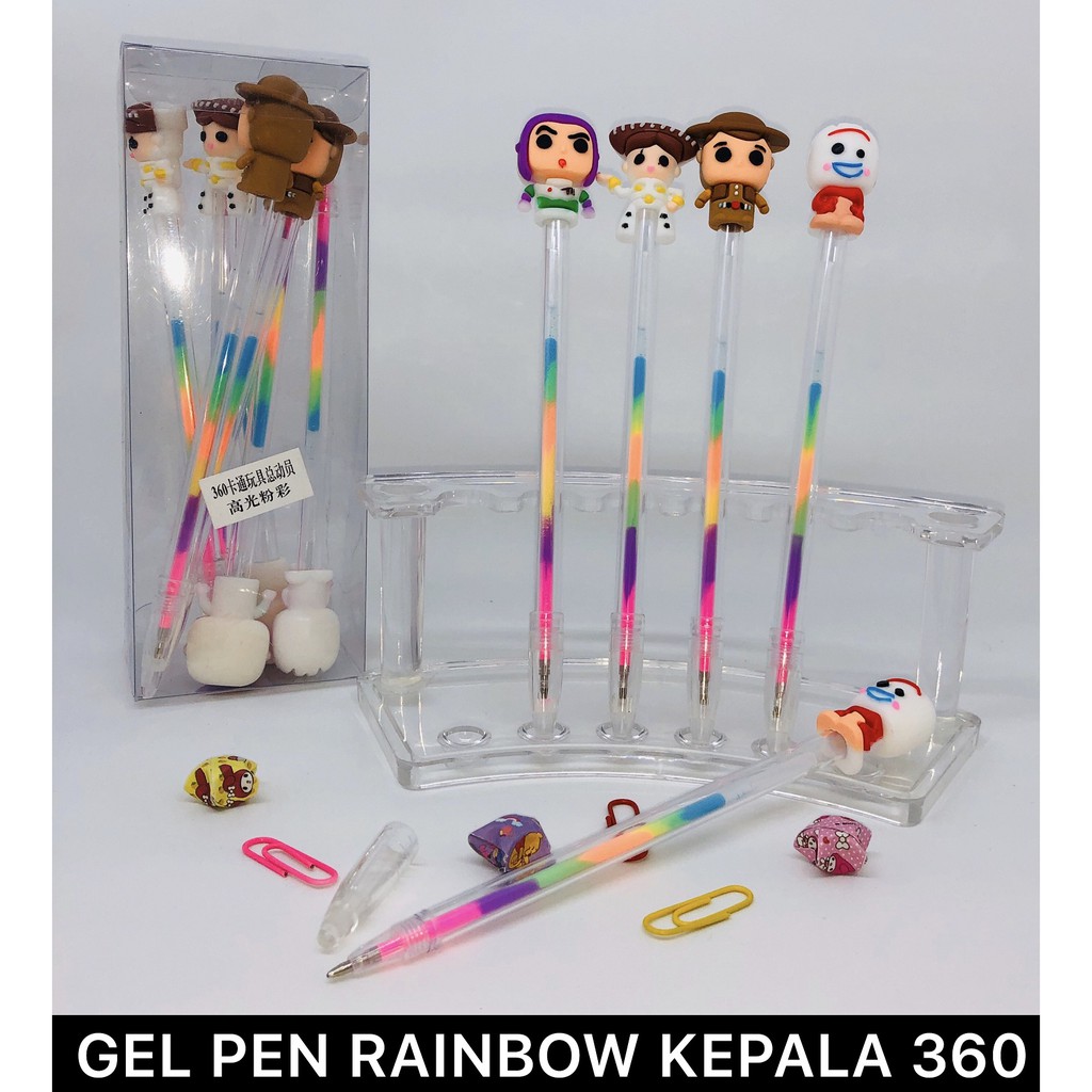 (3 PCS) PULPEN GEL RAINBOW KEPALA 360 TOYS STORY