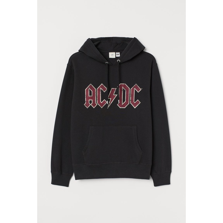 Hoodie H&amp;M ACDC Tour Black Sweater pria wanita Hoodie ACDC vintage Hitam