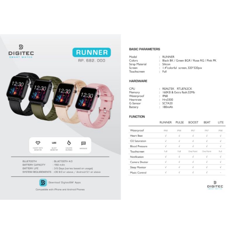 Jam Tangan Pria Wanita Digitec Runner Original