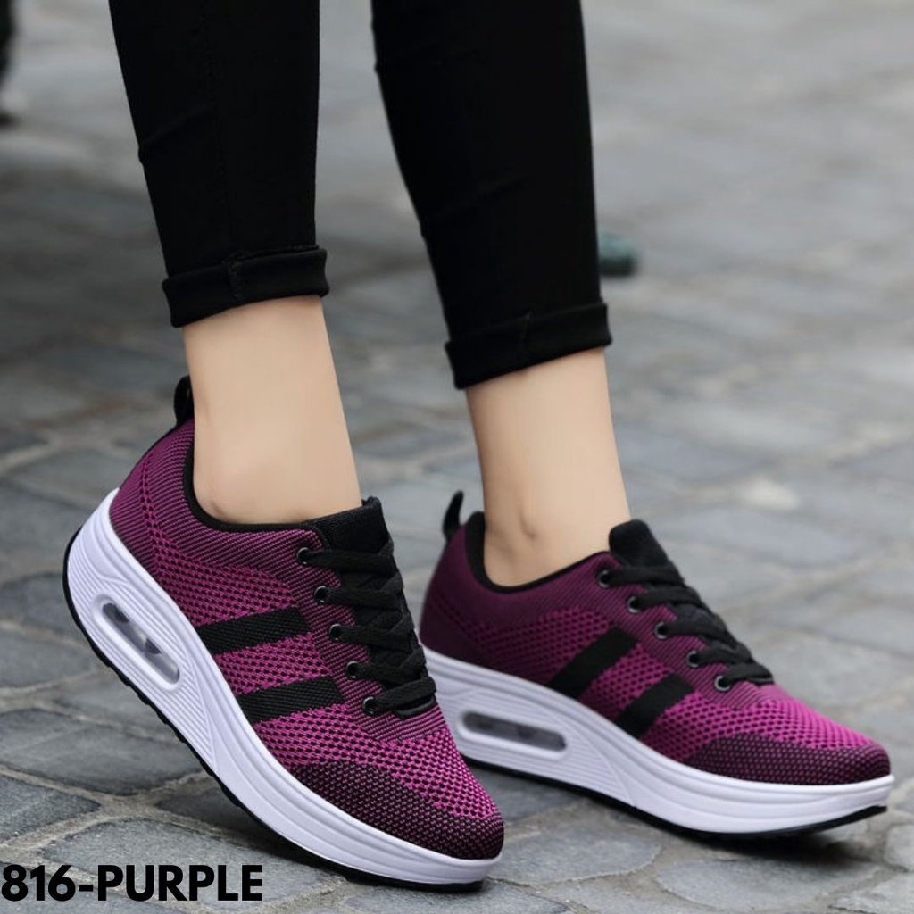 SNEAKERS WANITA IMPORT SPORT NAMAN HIGHSOLE OLAHRAGA ENTENG RINGAN ELASTIS ANTI SLIP TERBARU 816