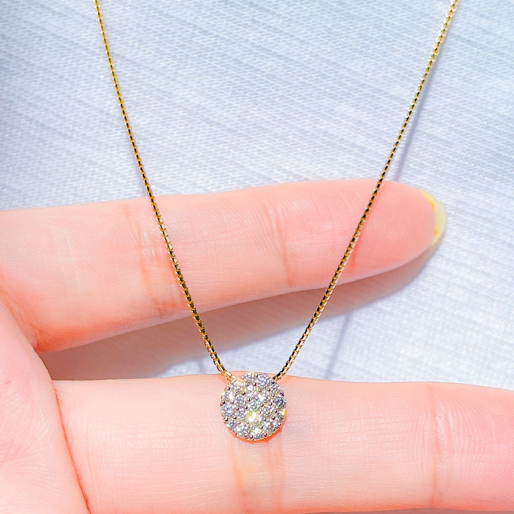 Kalung liontin anak dan dewasa emas asli kadar 700 70 16k solitaire round halo like diamond rantai itali padat kilat 2 gram gr g gold