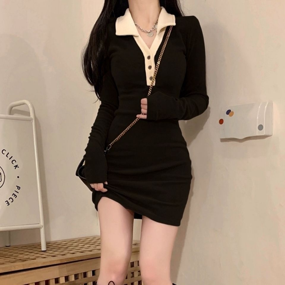 dress korean style [48 hours delivery] knitted dress women s slim fit inner bottoming tight sweet an