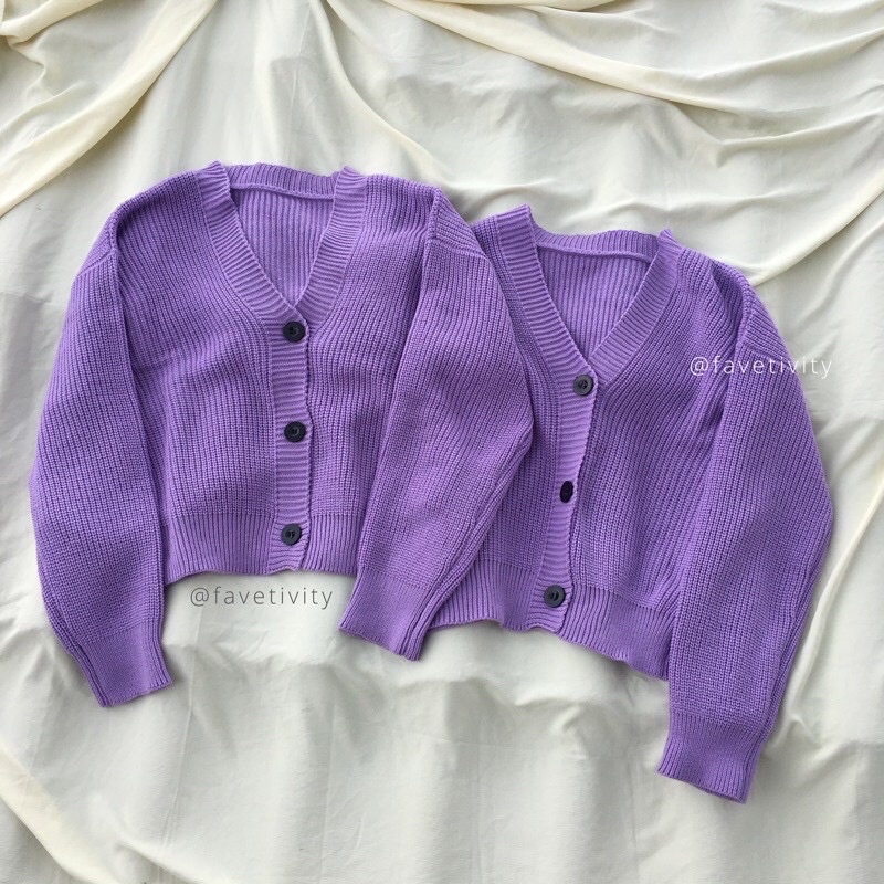 Bailey Knit Cardigan Premium Rajut Tebal (lilac, softmocca, mocca, grey)-Lilac