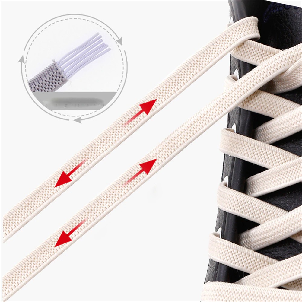 Tali Sepatu Elastis Tie-Free Shoelaces Lazy Flat Solid Shoe Lace