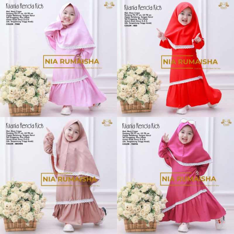 100% ORI Kirania Renda Kids Gamis Anak by Nia Rumaisha / Ld 70 Pb 75-77