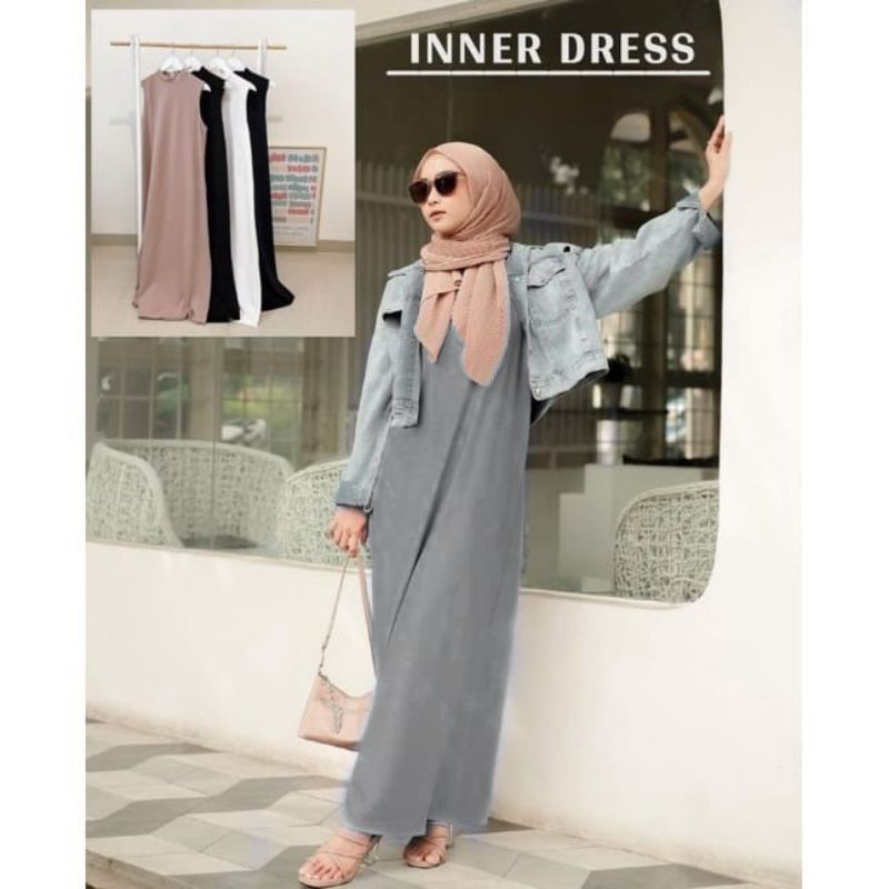 Inner Scuba Dress Wanita Tanpa Lengan